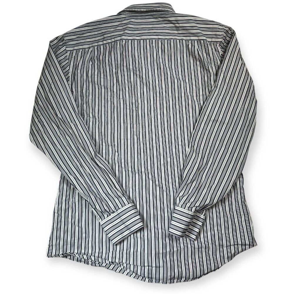 Teddy Stratford Shirt Men's Size 5 / XL Cotton Black and White Striped - Picture 2 of 7